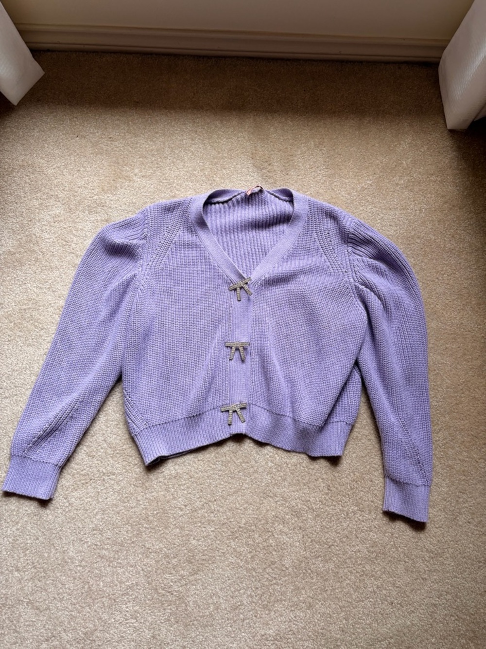 Lilac Tie-Front V-Neck Cardigan Sweater